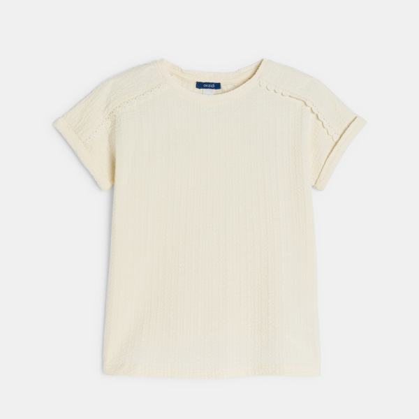 تيشيرت بأكمام قصيرة من قماش الجيرسيه المنقوش